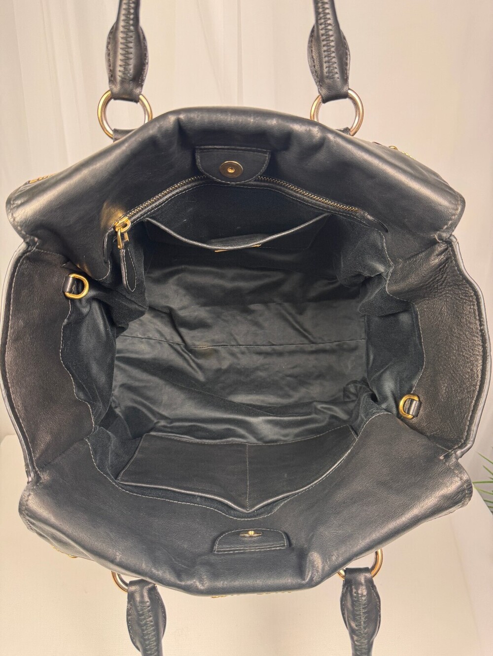 Miu Miu Black Matelassé Leather Satchel Top Handle tote Bag - Picture 6 of 8